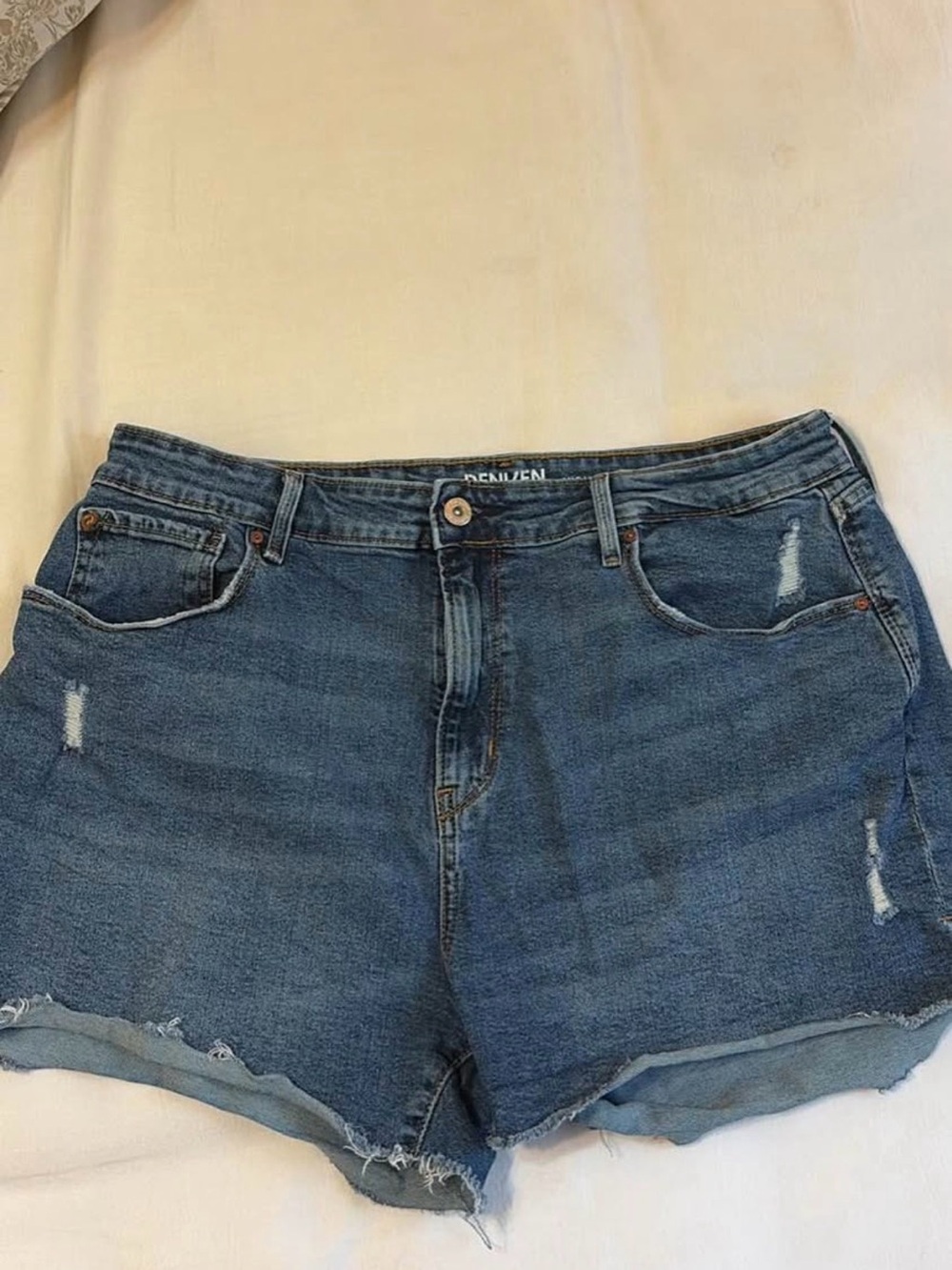Denizen from Levi's Medium Blue Distressed Denim Cutoff Shorts